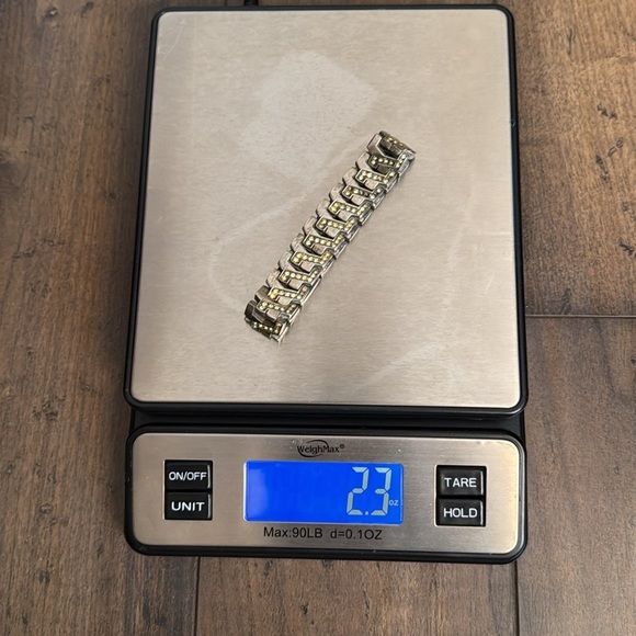 Vintage Art Deco bracelet 1930s-1940s clear Rhinestone glass chrome plate C22 - Picture 9 of 9